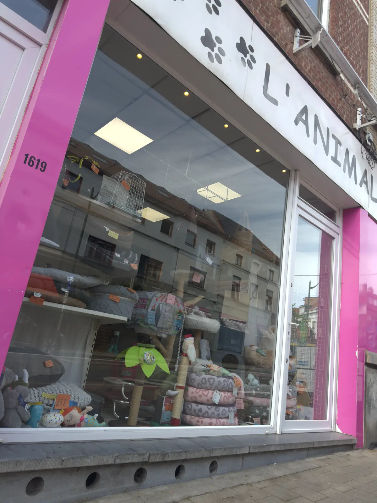 Vitrine de L'Animalerie à Auderghem après nettoyage professionnel